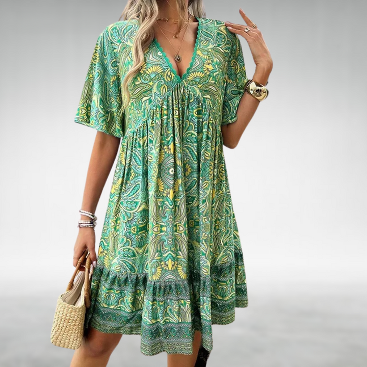 Women Mini Dress Paisley Print Lightweight