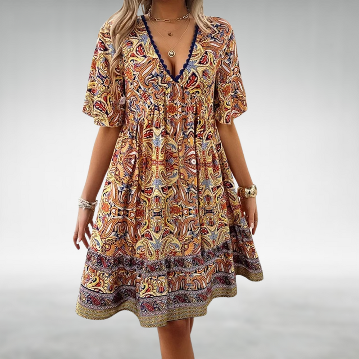 Women Mini Dress Paisley Print Lightweight