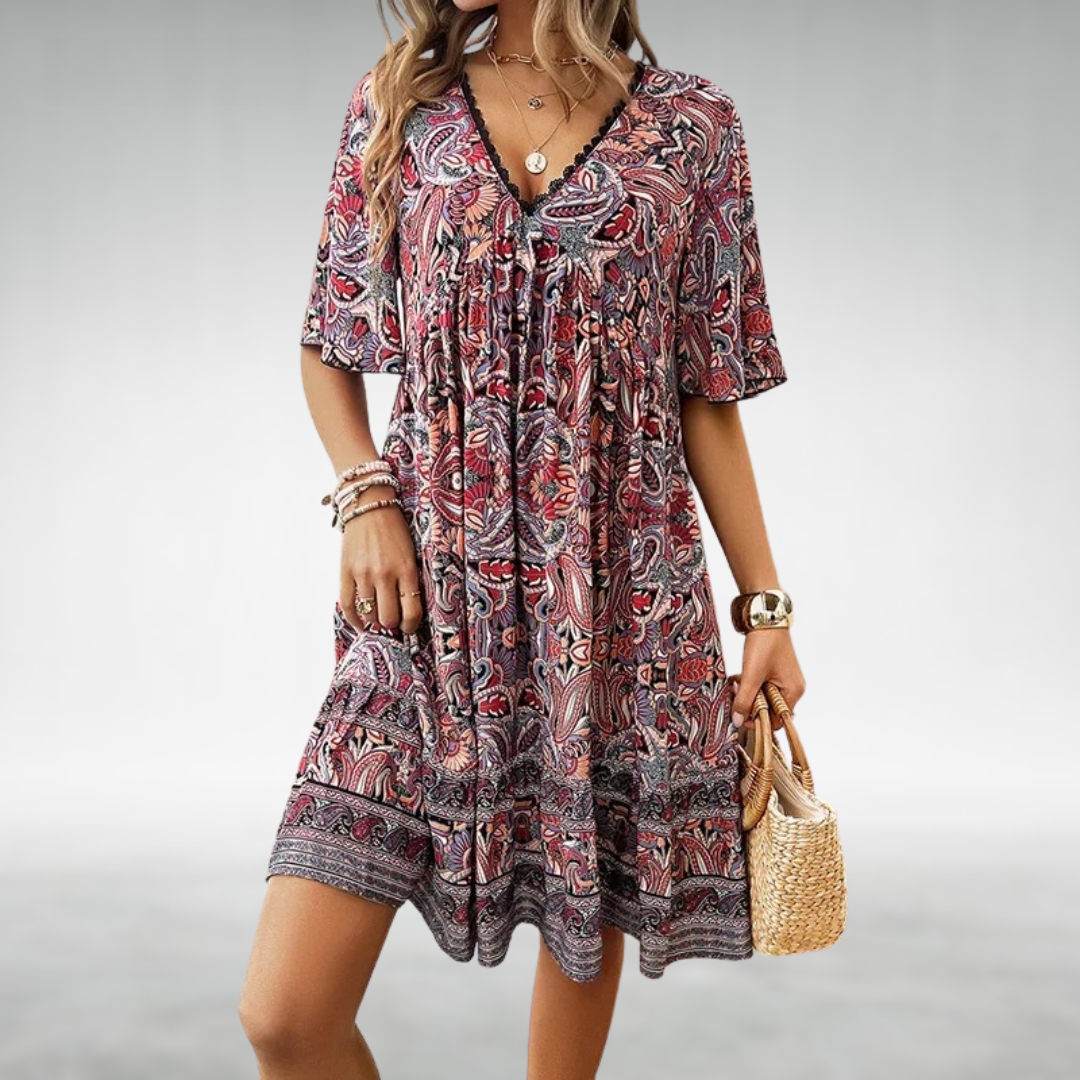Women Mini Dress Paisley Print Lightweight