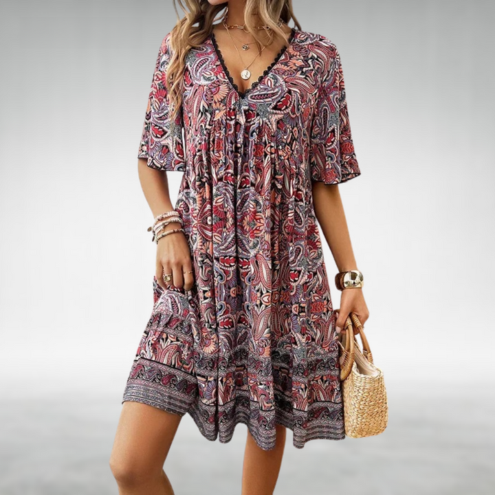 Women Mini Dress Paisley Print Lightweight