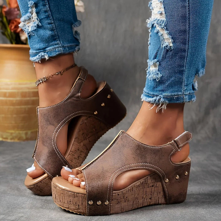 Sandales compensées orthopédiques pour femmes avec soutien rembourré toute la journée