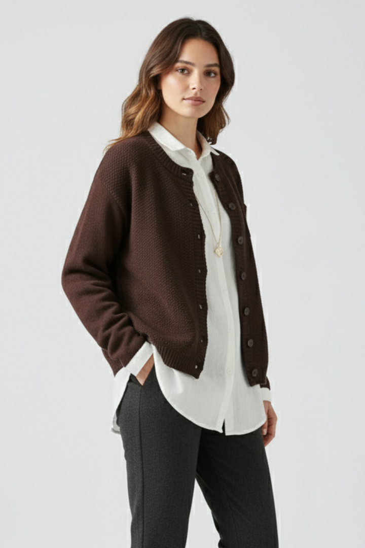 Women’s Soft Textured Knit Button-Up Cardigan