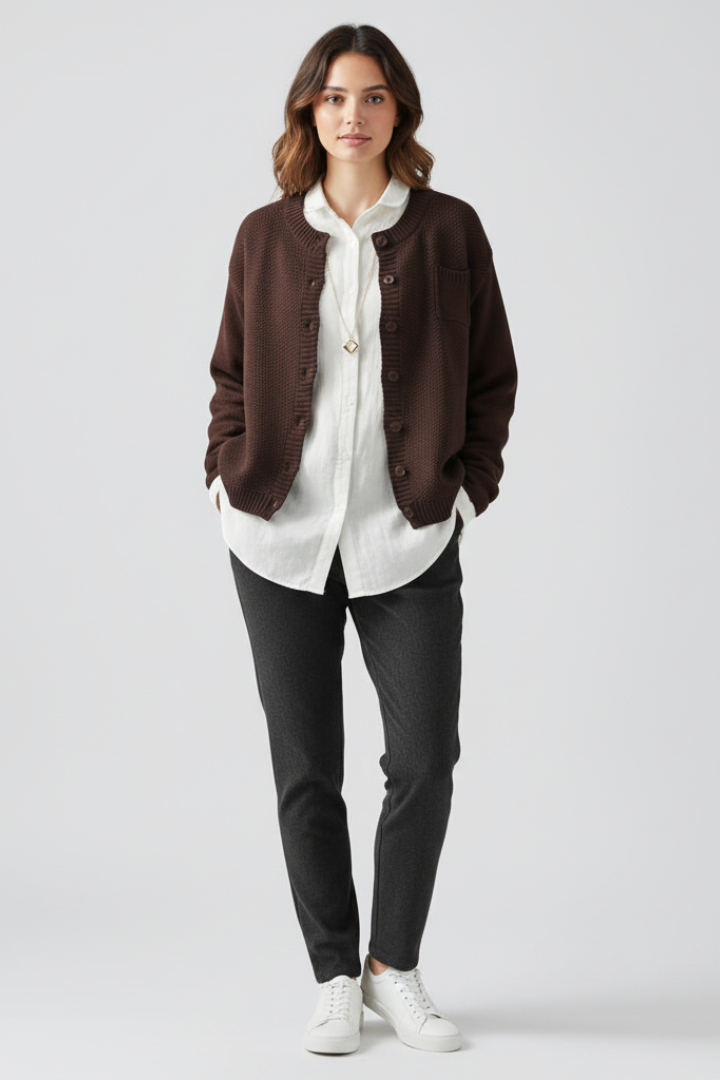 Women’s Soft Textured Knit Button-Up Cardigan