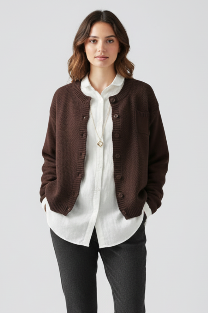 Women’s Soft Textured Knit Button-Up Cardigan