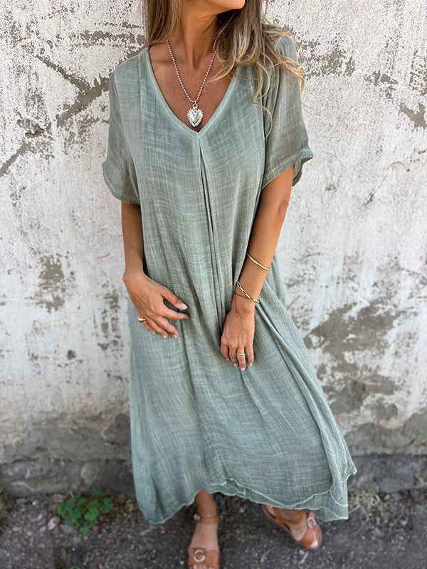 V-neck Dress for  Women's | Lightweight Cotton