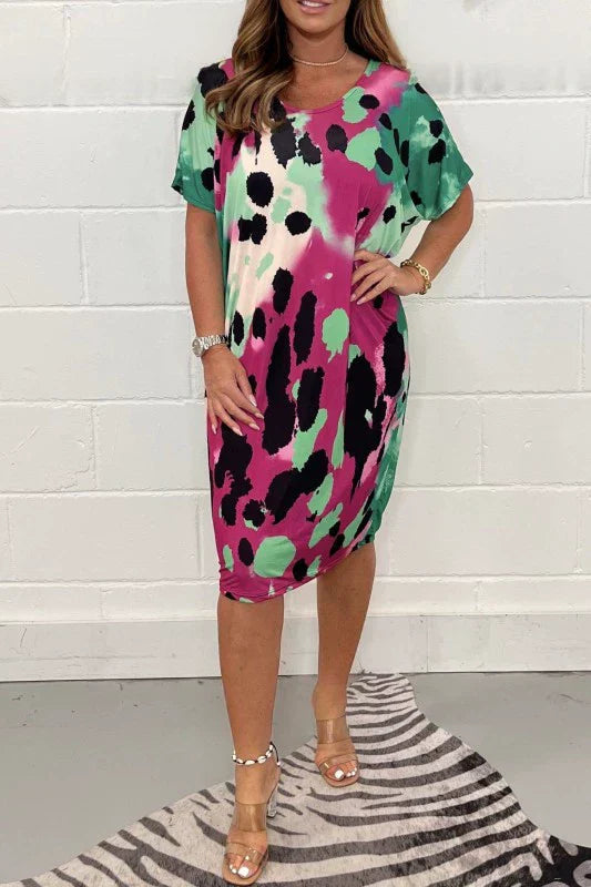 Bequemes Midikleid mit Leopardenmuster für Damen