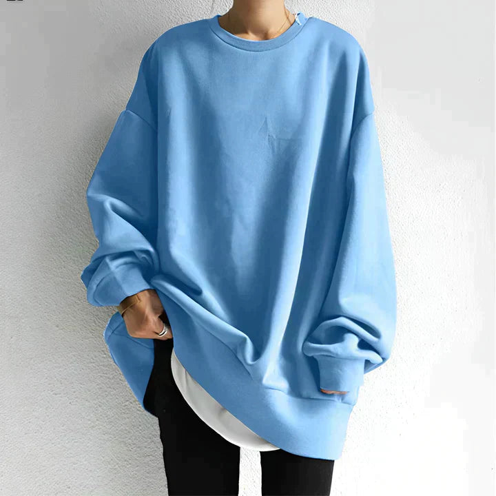 Sweat-shirt oversize à col rond doux pour femme