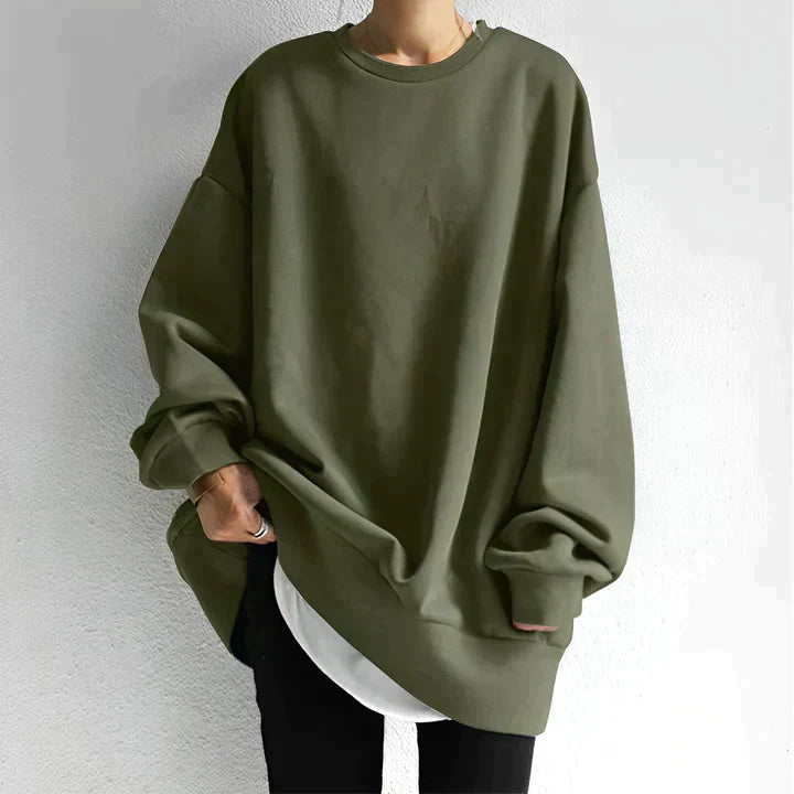 Sweat-shirt oversize à col rond doux pour femme