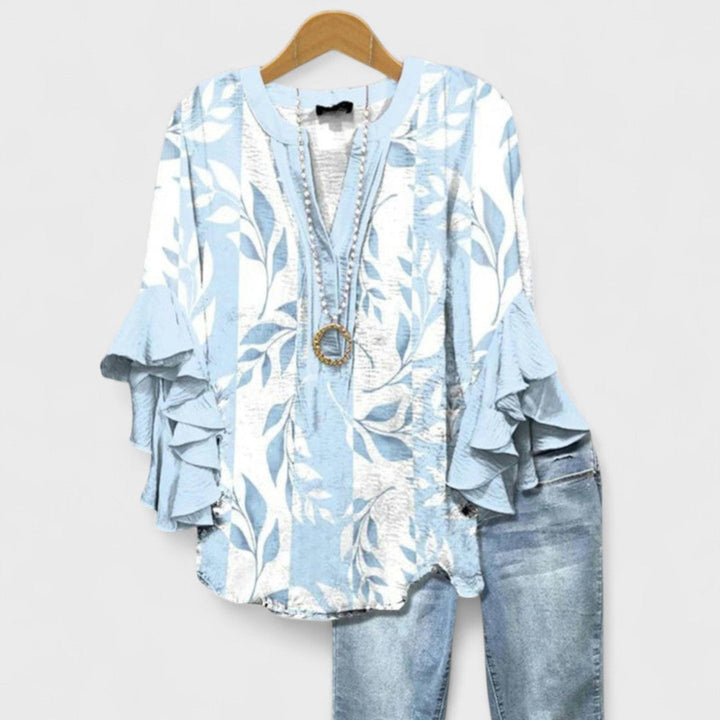 Naisten painettu pusero röyhelöillä hihoilla | Monipuolinen istuvuus