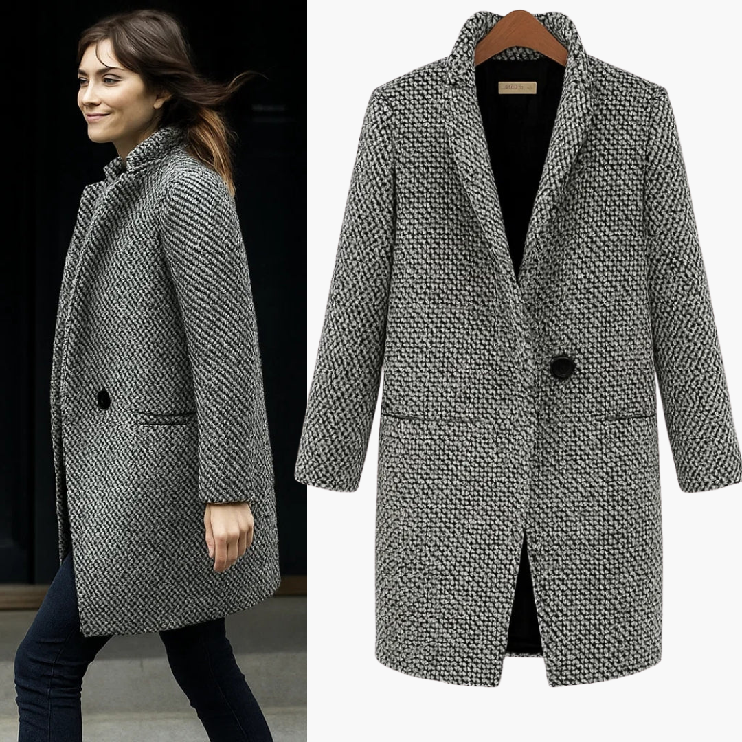 Manteau d'hiver classique pied-de-poule pour femme