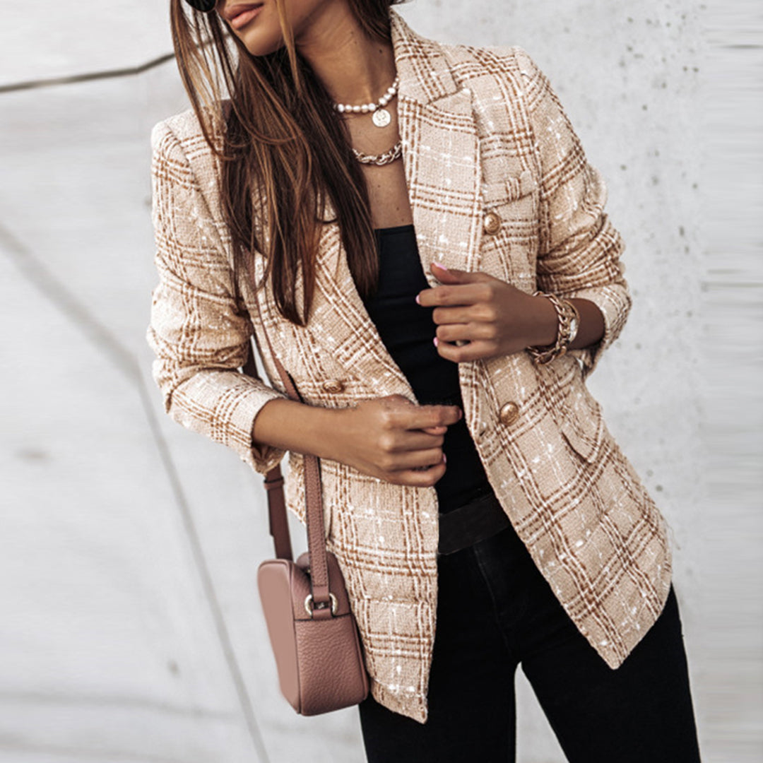 Veste blazer professionnelle en tweed structuré pour femme