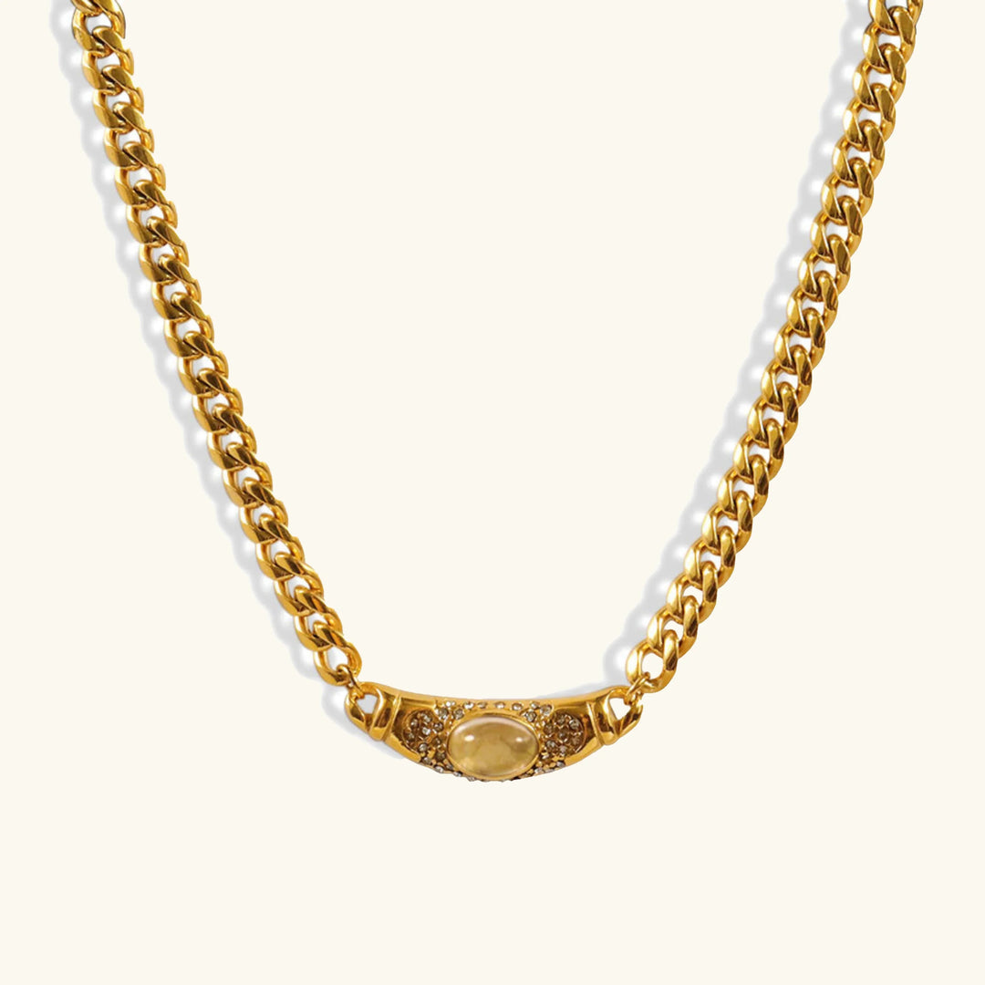 Vintage Necklace Pendant Women Stainless Steel Waterproof Gemstone