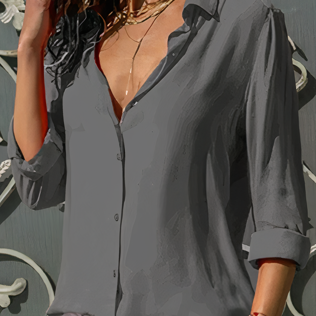 Damenbluse mit entspannter Passform | Leichter Stoff, klassischer Kragen und Button-Down-Design