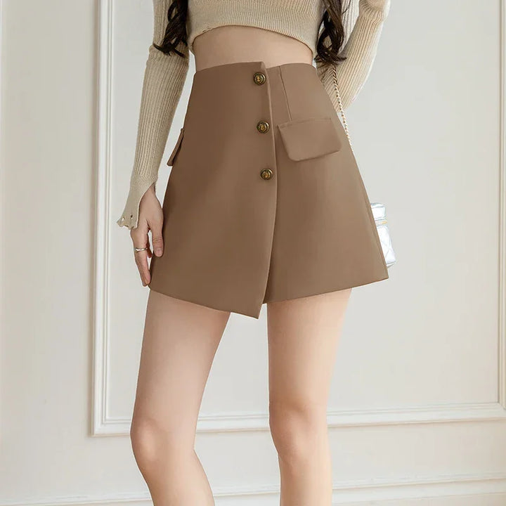 Soft-Lined High-Waisted Mini Skirt with Overlay Detail