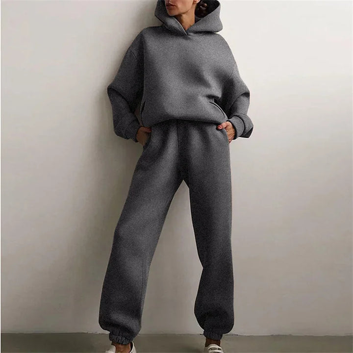 Cotton Blend Hoodie and Sweatpants Set with Relaxed Fit