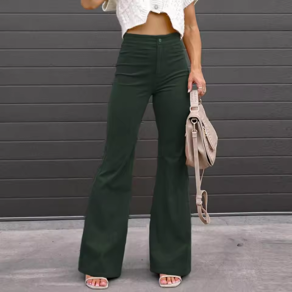 Spodnie sztruksowe Bellbottoms o kroju Curve-Fit, damskie, z wysokim stanem, w stylu vintage