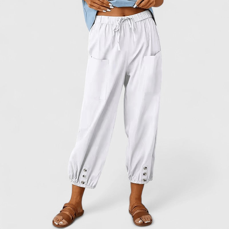 Pantalon sophistiqué à jambes larges pour femme en tissu respirant