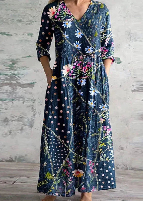 Floral Dress Summer Dress Women Linen Cotton Blend