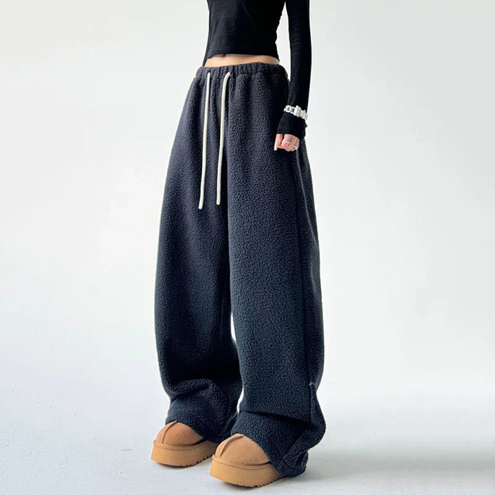 Cozy Plush Wide-Leg Fleece Pants for All-Day Comfort