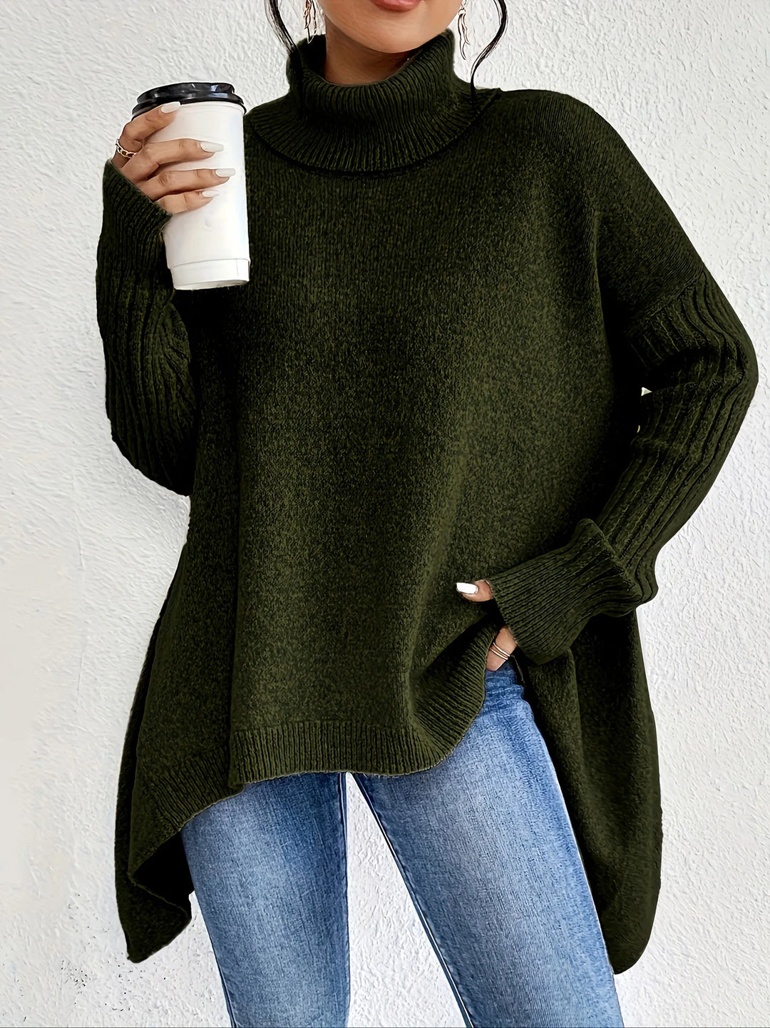 Oversized-Strickpullover mit Rollkragen für Damen – ideal für jeden Tag