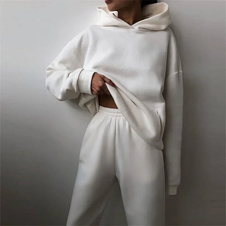 Cotton Blend Hoodie and Sweatpants Set with Relaxed Fit