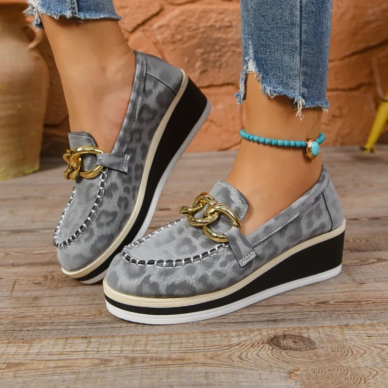 Damskie mokasyny na koturnie na platformie ortopedycznej z amortyzacją