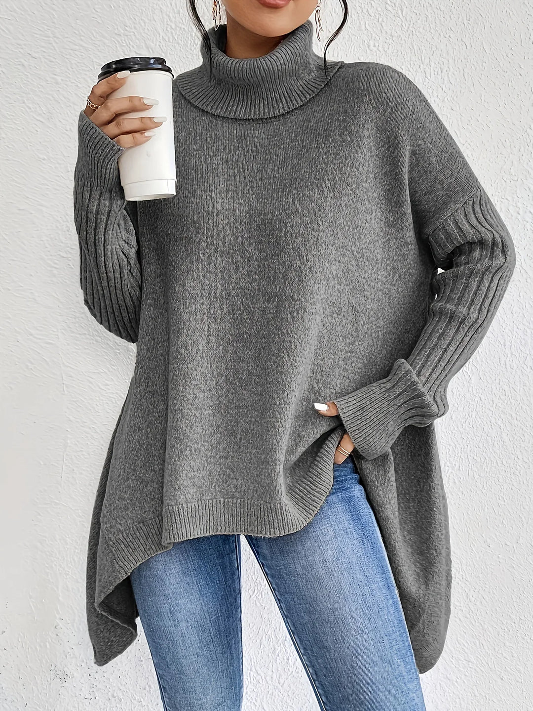 Oversized-Strickpullover mit Rollkragen für Damen – ideal für jeden Tag