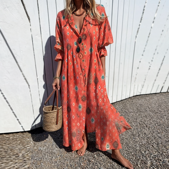 Floral Maxi Dress in Lightweight Cotton Blend