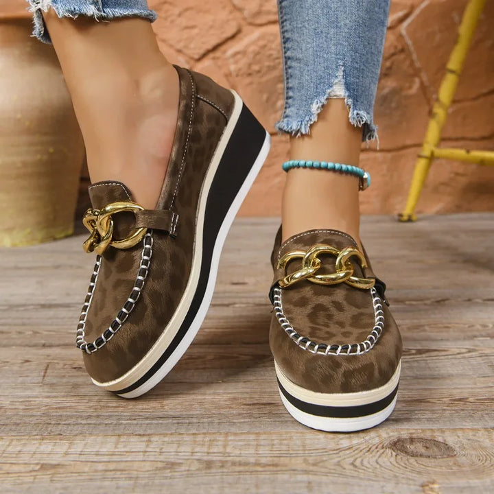 Damskie mokasyny na koturnie na platformie ortopedycznej z amortyzacją