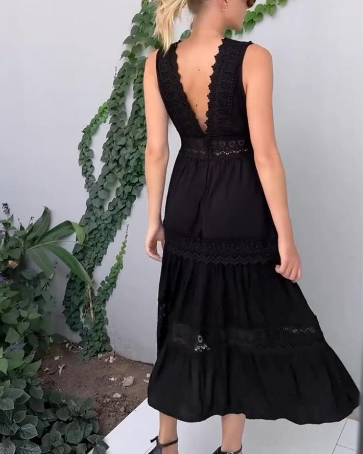 Elegantes Midikleid aus weißer Spitze für Damen