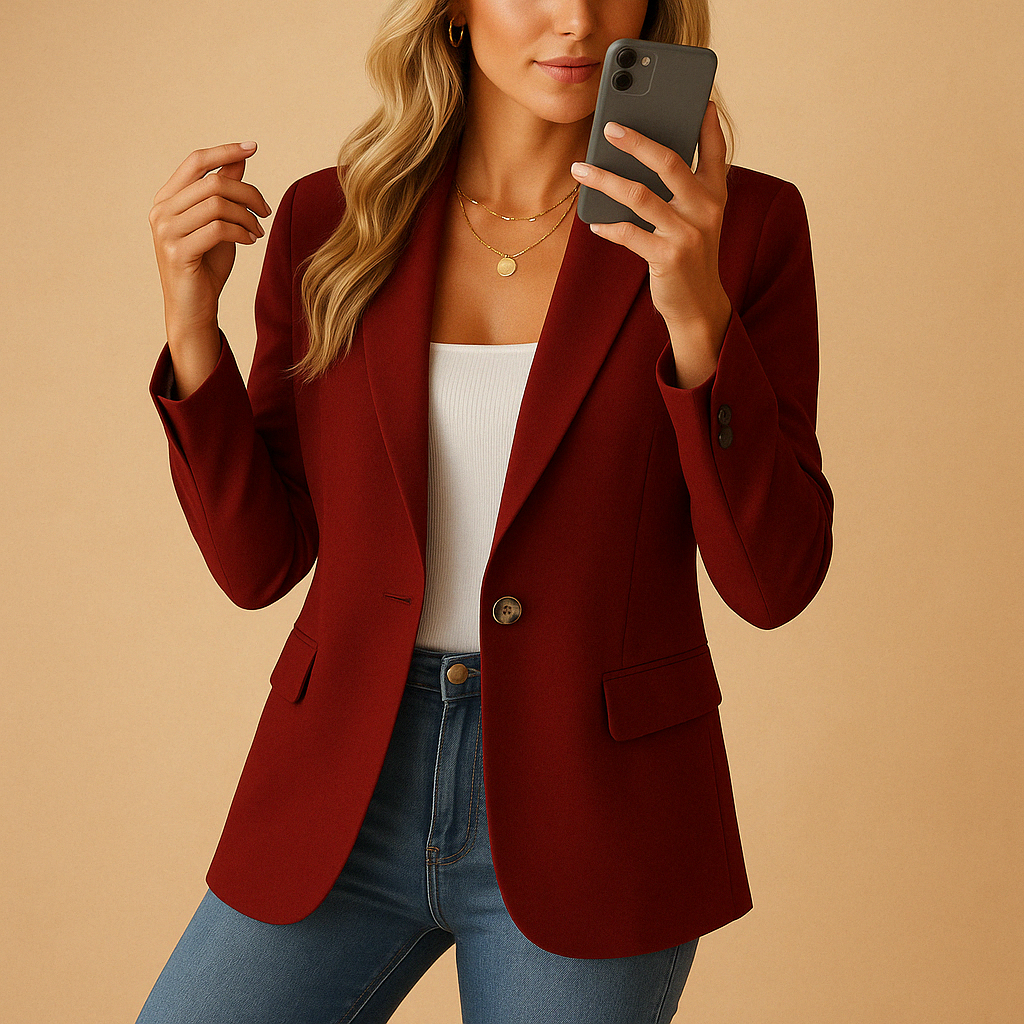 Taillierter Stretch-Damenblazer in klassischer Passform, flexiblem Stretchmaterial und femininer Silhouette