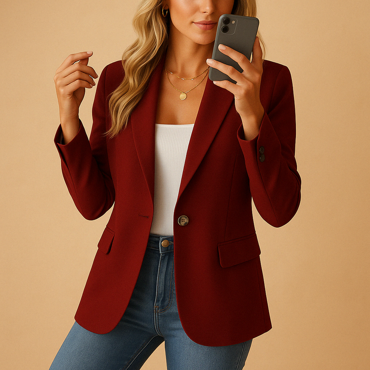 Taillierter Stretch-Damenblazer in klassischer Passform, flexiblem Stretchmaterial und femininer Silhouette
