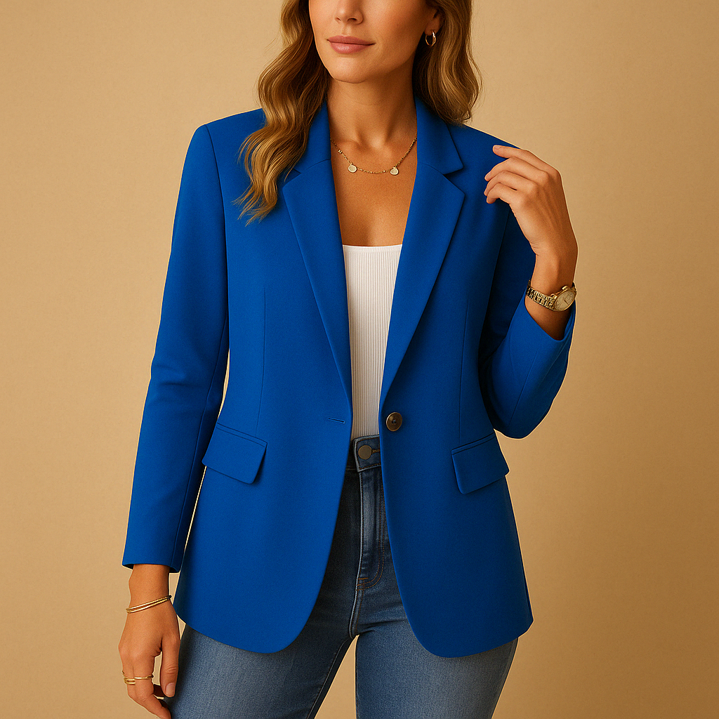 Taillierter Stretch-Damenblazer in klassischer Passform, flexiblem Stretchmaterial und femininer Silhouette