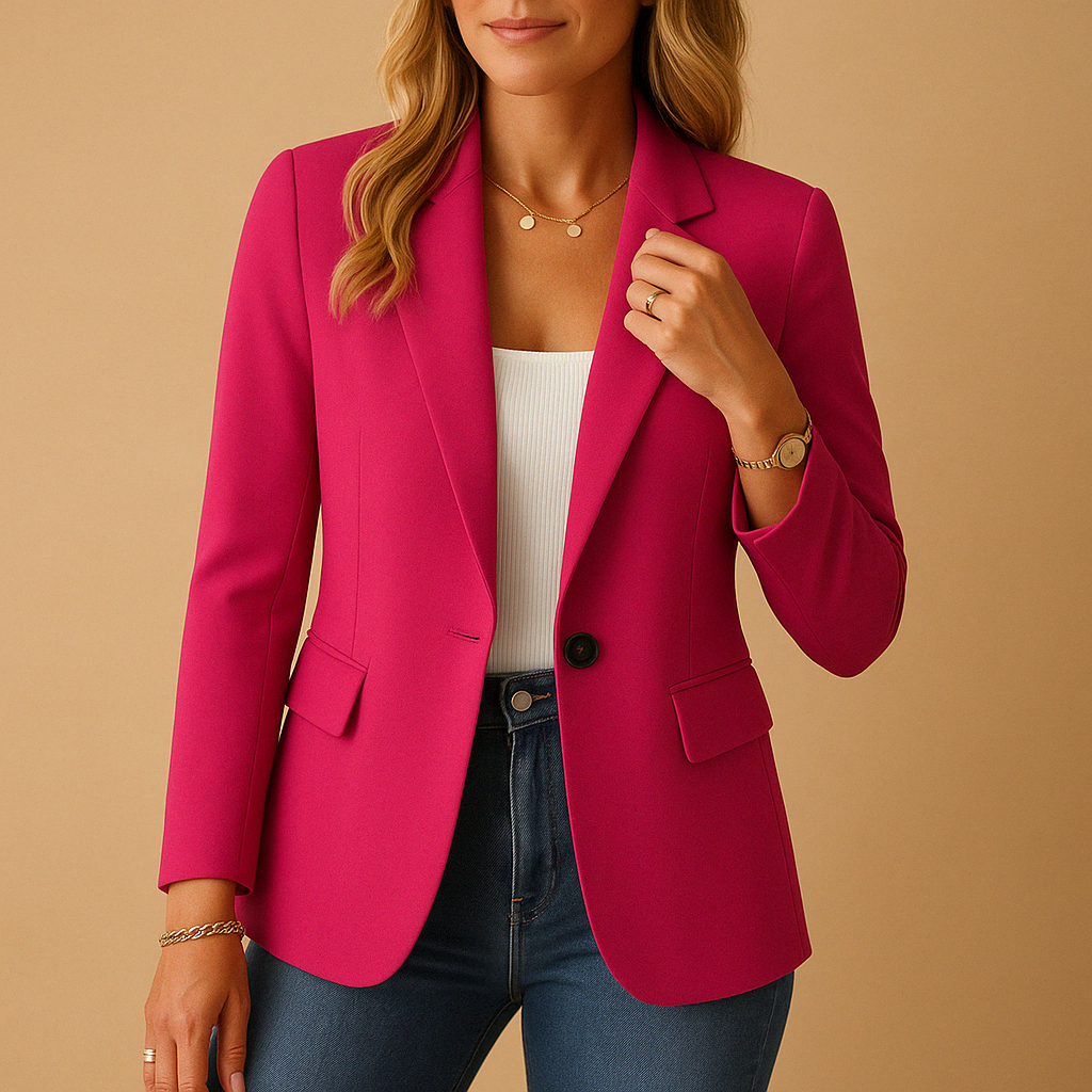 Taillierter Stretch-Damenblazer in klassischer Passform, flexiblem Stretchmaterial und femininer Silhouette