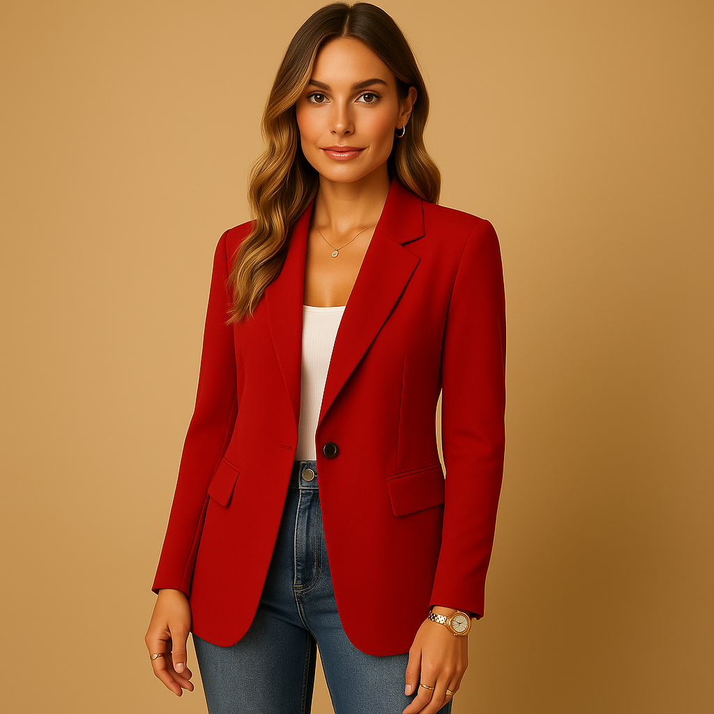 Taillierter Stretch-Damenblazer in klassischer Passform, flexiblem Stretchmaterial und femininer Silhouette