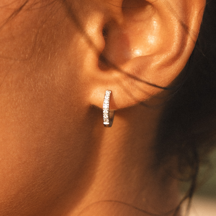 Women Earrings Tiny Gold Zirconia 18k Gold Plated