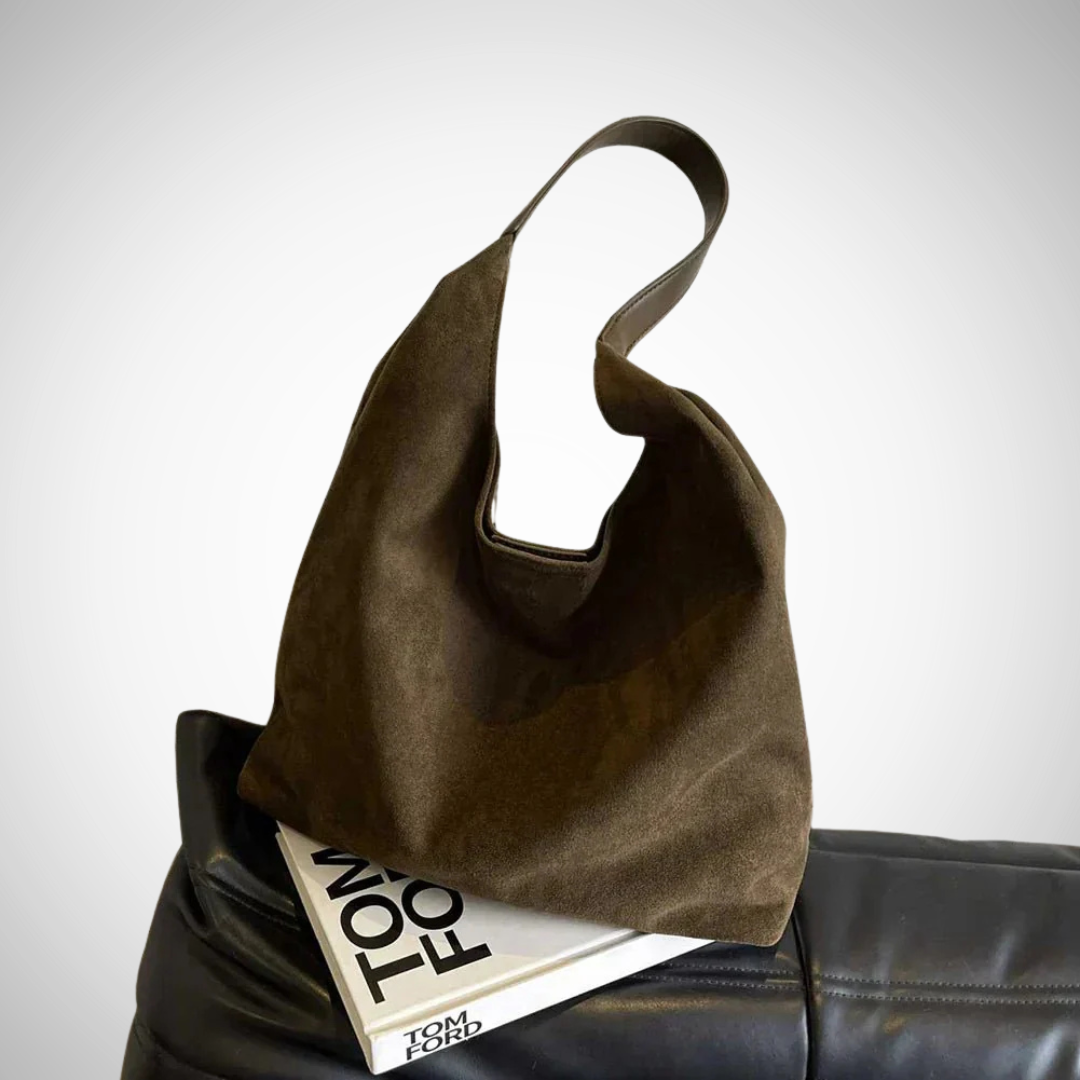 Semsket tøyveske for kvinner, myk, romslig polstret skulderveske