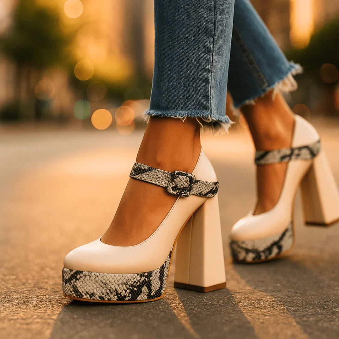 Gepolsterte orthopädische Plateau-Pumps für Damen mit stützendem Blockabsatz