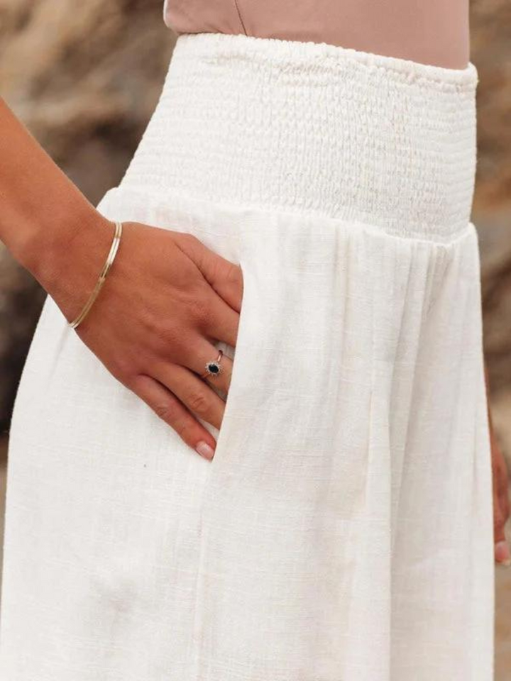 Beach Wide Leg Pants Summer Trousers Women Cotton Blend High Waist Loose Fit