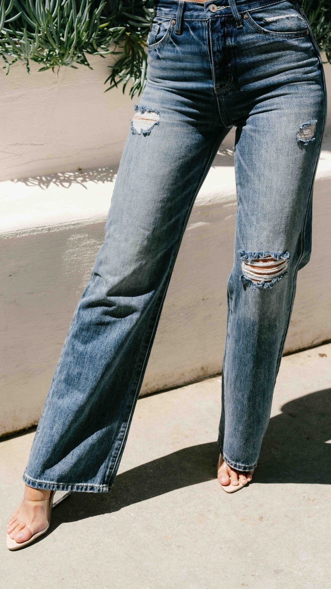 Damskie jeansy z wysokim stanem, ciemnoszary, bawełniany, rozszerzany krój