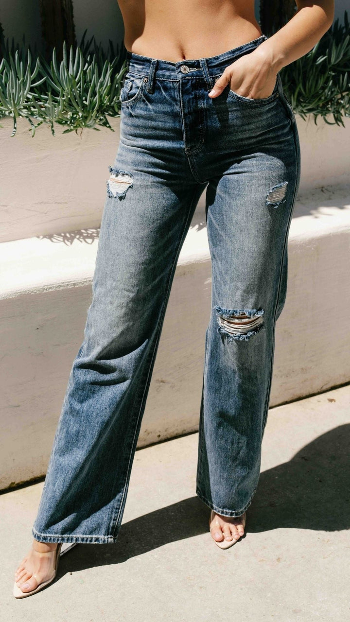 Damskie jeansy z wysokim stanem, ciemnoszary, bawełniany, rozszerzany krój