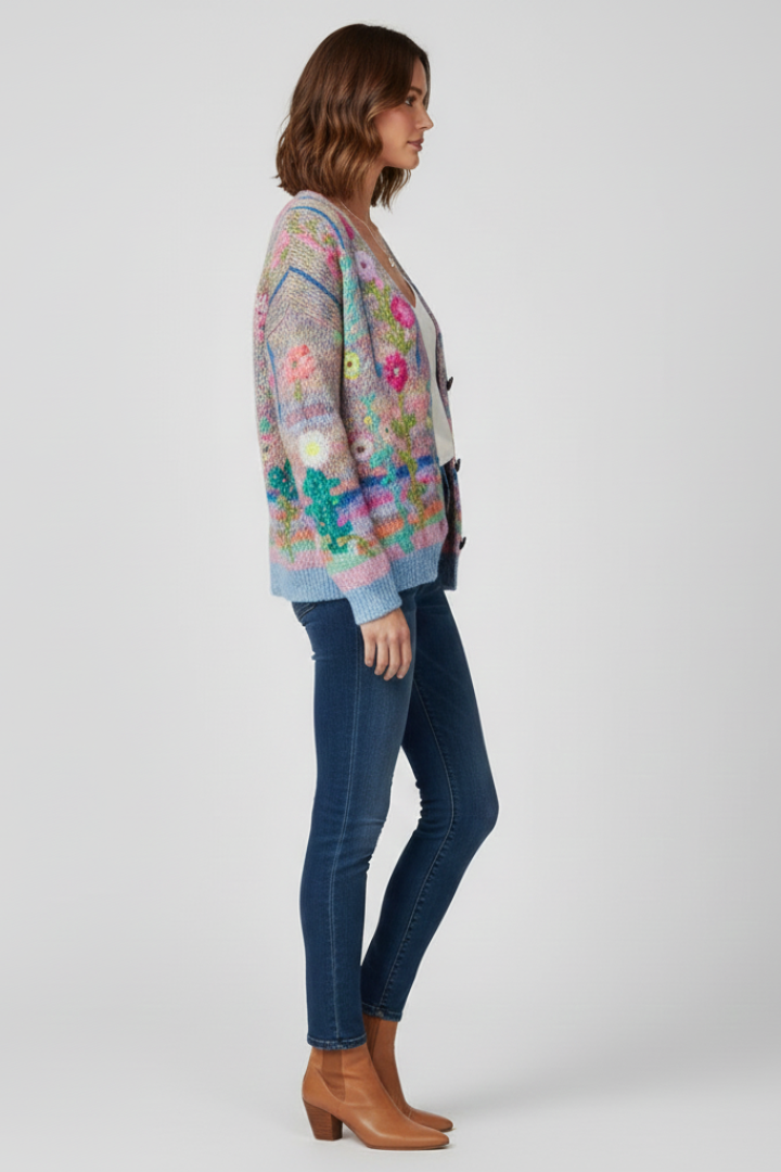 Pull en maille douce multicolore pour femme