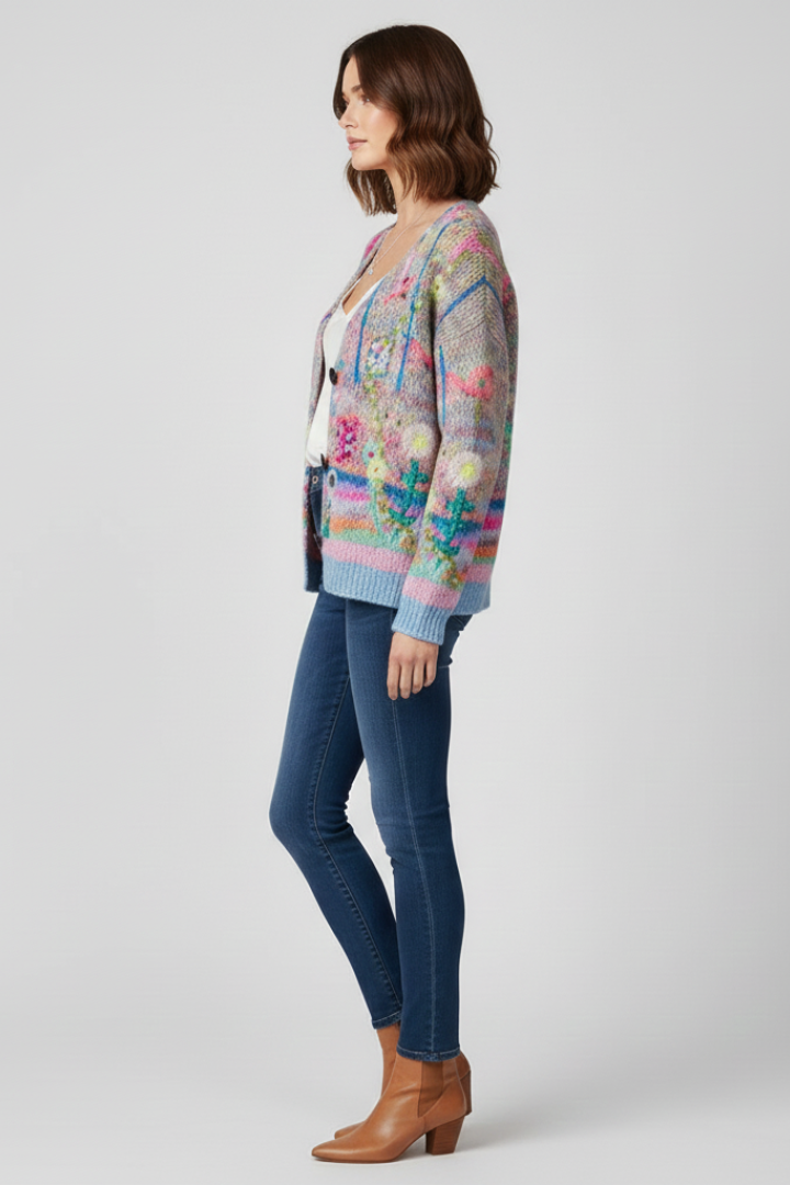 Pull en maille douce multicolore pour femme
