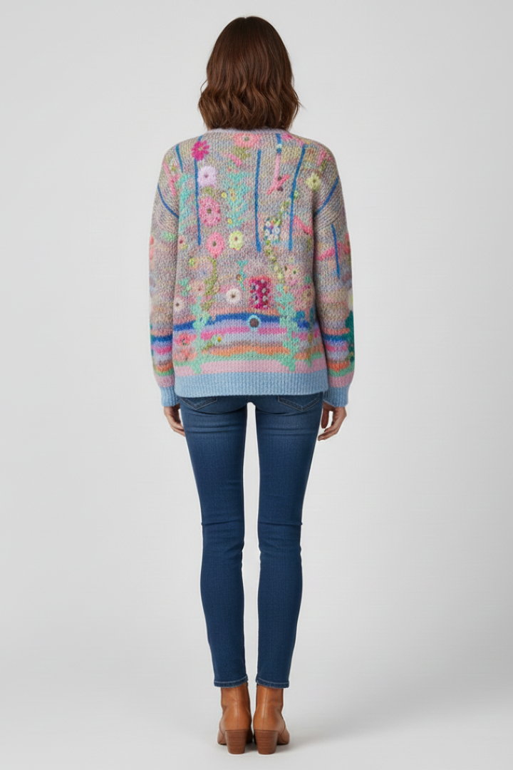 Pull en maille douce multicolore pour femme