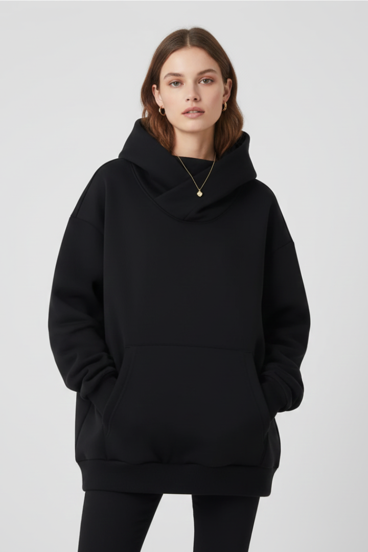 Sweat à capuche oversize à col montant pour femme
