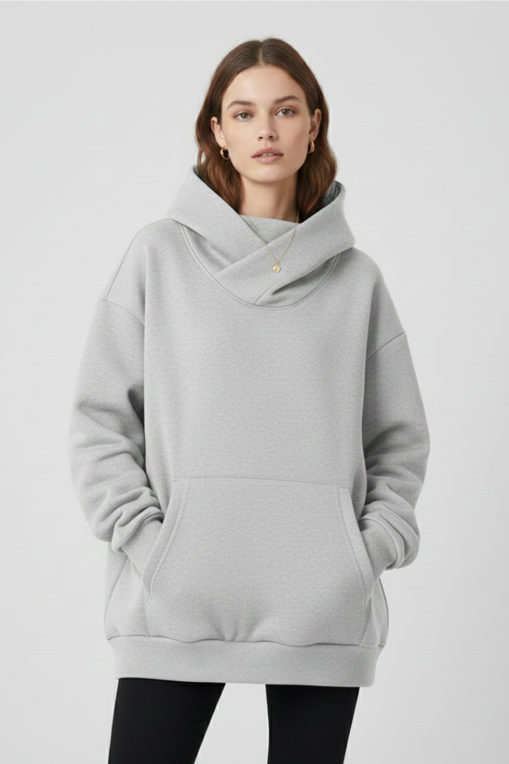 Sweat à capuche oversize à col montant pour femme