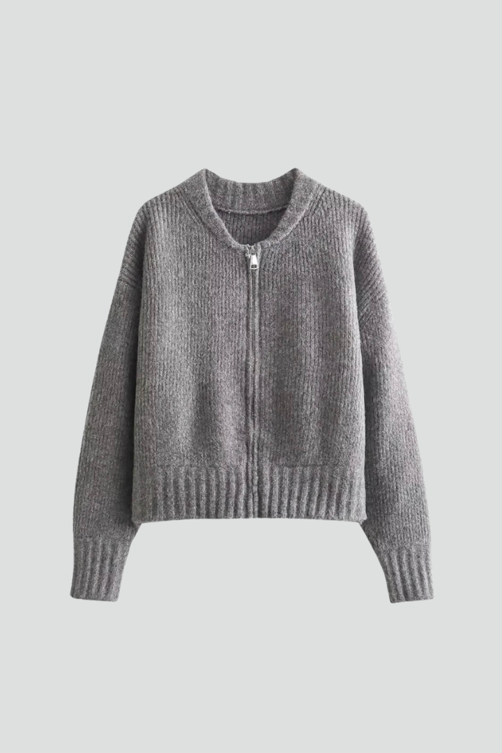 Women's Cozy Knit Sweater with Front Zipper
