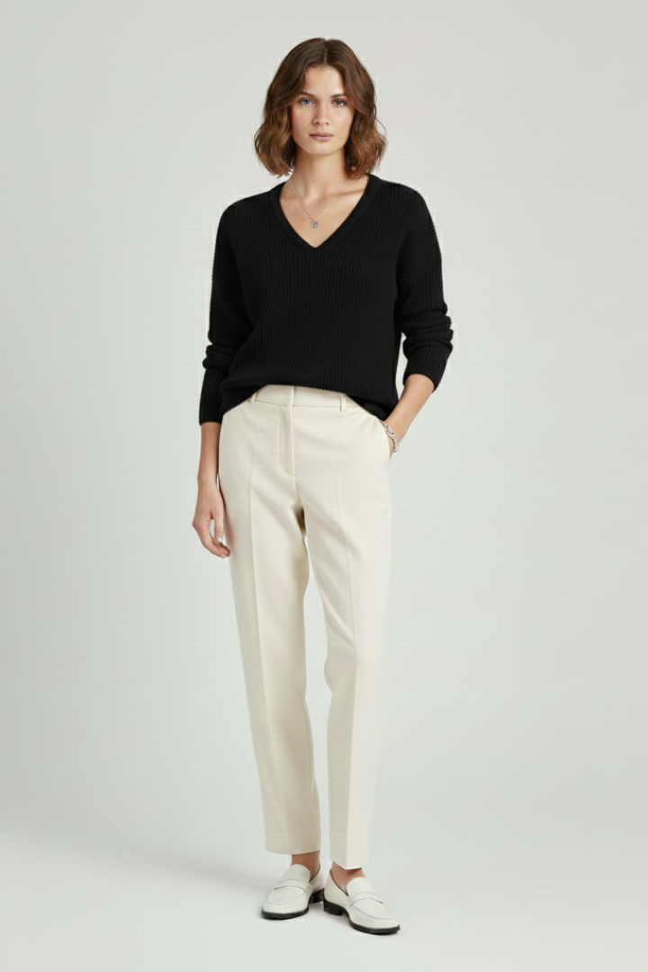 Women's Cozy Ribbed V-Neck Sweater