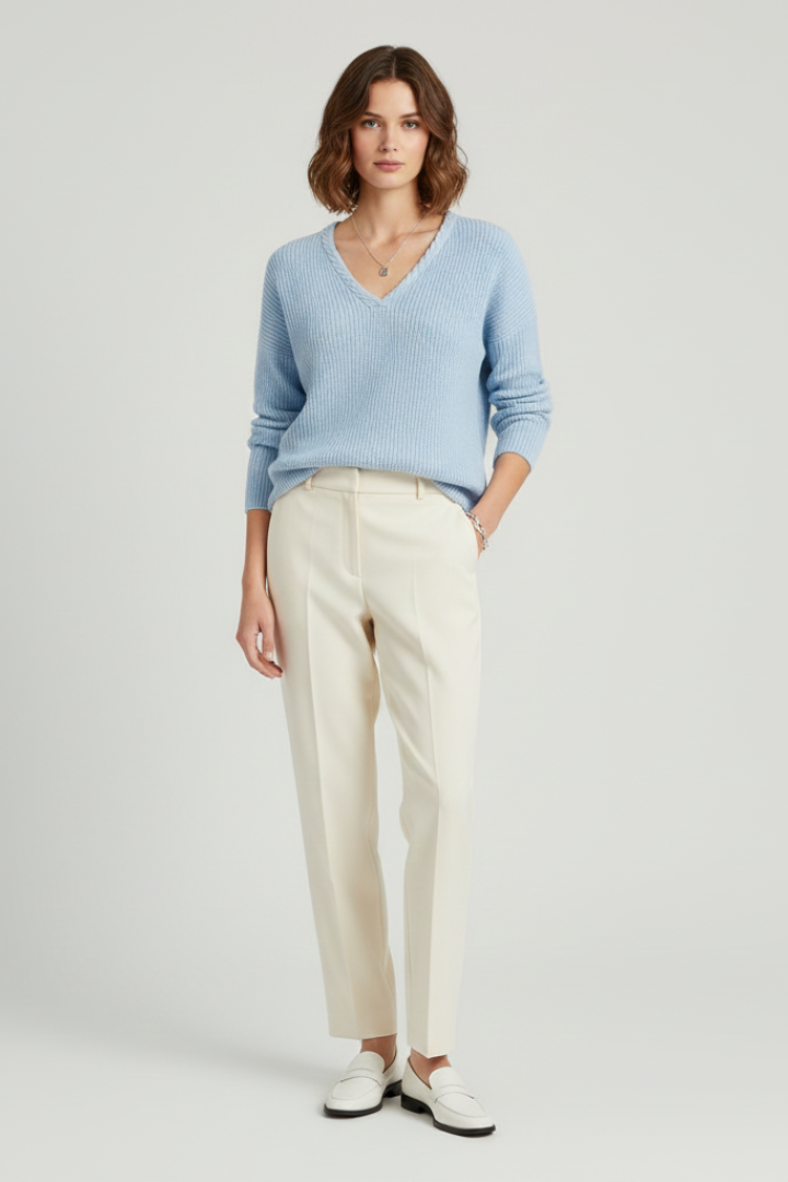 Women's Cozy Ribbed V-Neck Sweater