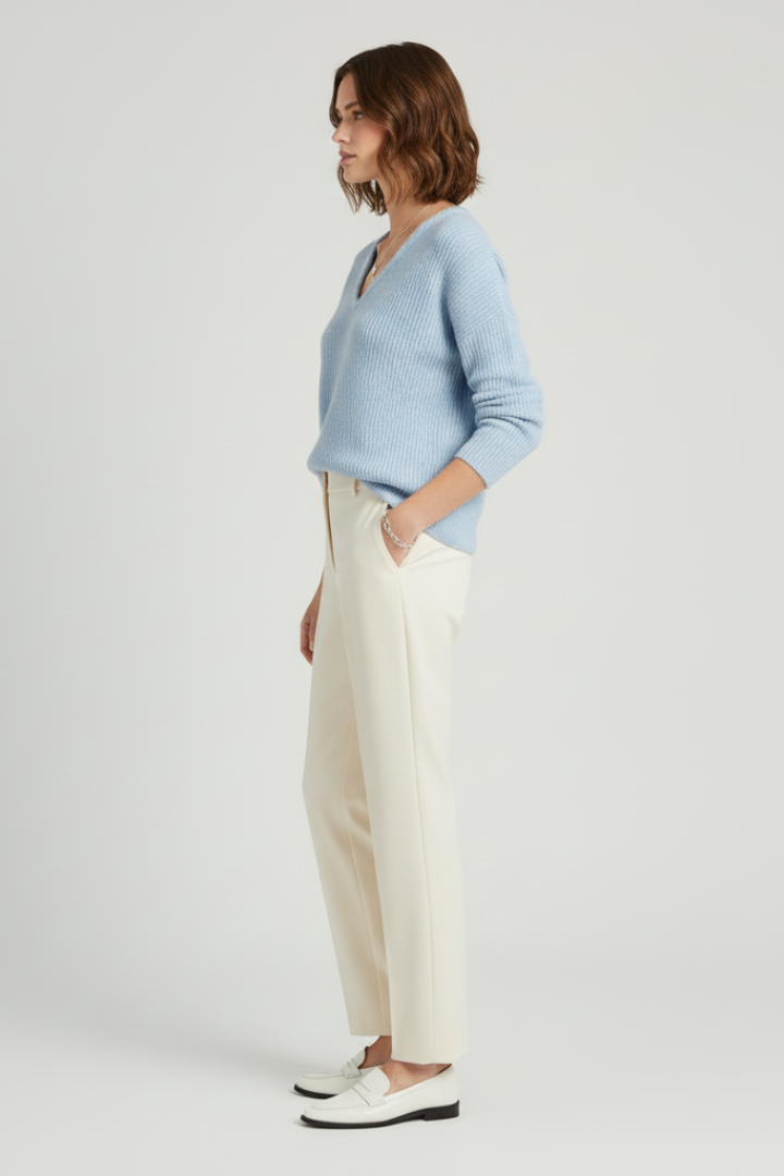 Women's Cozy Ribbed V-Neck Sweater